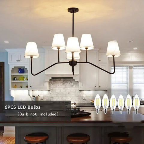 Image of French Linen Shades Modern Chandelier