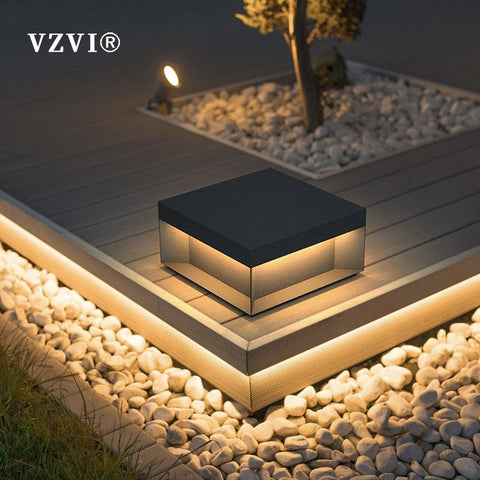 Image of Solar LED Garden Light Outdoor Column Head Light Waterproof Street Light Fence Cap