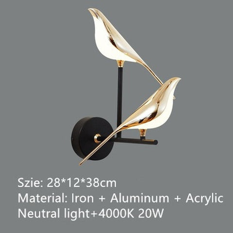 Image of NEW Gold Magpie Bird Ceiling Chandelier