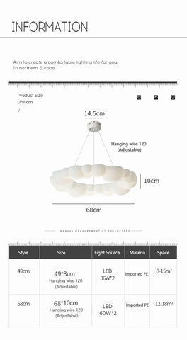 Image of Modern Cloud LED Ceiling Pendant Chandelier