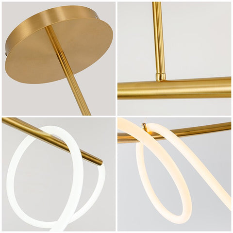 Image of Modern Golden Led Chandelier Shiny Line
