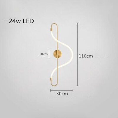 Image of Modern Golden Led Chandelier Shiny Line