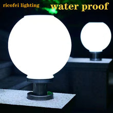 Load image into Gallery viewer, LED Round Ball Stainless Steel Solar Powered Lamp Outdoor IP65 Waterproof
