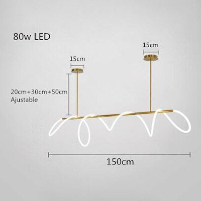 Image of Modern Golden Led Chandelier Shiny Line