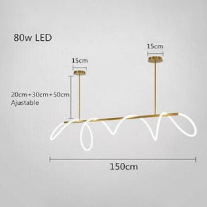 Modern Golden Led Chandelier Shiny Line