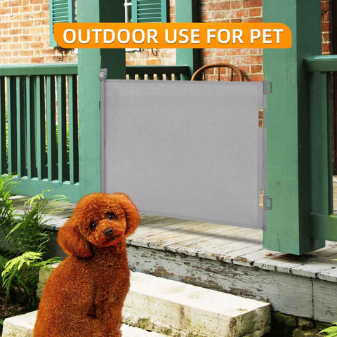 Image of Retractable Baby Safety Gate Indoor Outdoor Pet Dog Gate