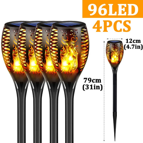 Image of Outdoor Solar Powered Torch Lights Waterproof Garden Patio Flickering Dancing Flame Lamp