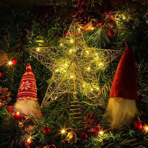 Image of Gold Glitter Christmas Tree Topper Iron Star