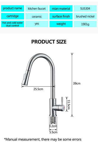 Image of Kitchen Sensor Faucet Pull Out With Touch Tap Sensor Stainless Steel