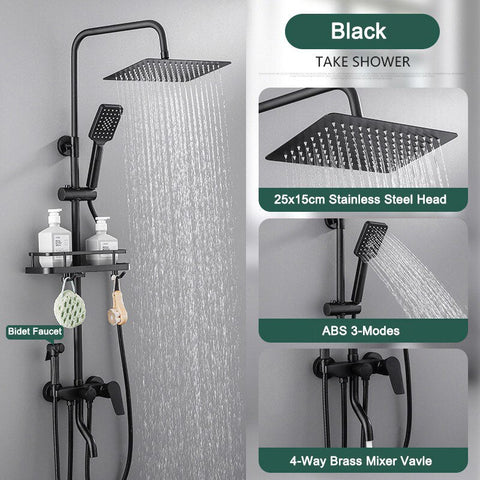 Image of Thermostatic Digital Display Rain Shower Faucet Bidet Faucet Spout Faucet Bathroom Faucet Set