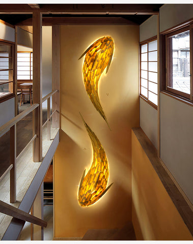Image of Handmade Fish Wall Lamp Japanese Style