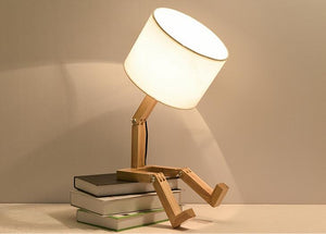 Robot Shape Wooden Table Lamp