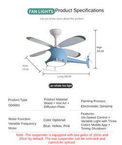 Children's Room Airplane Ceiling Fan Lights