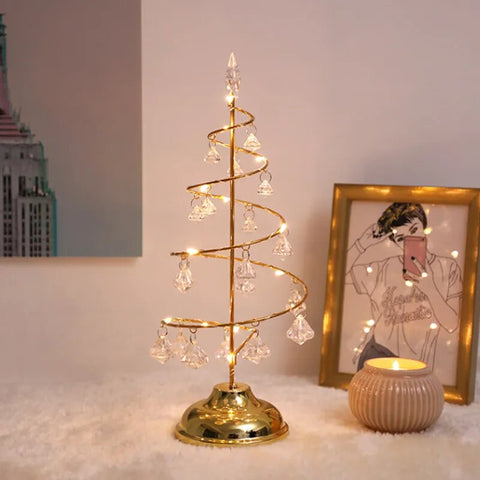 Image of Gold Silver LED String Christmas Tree Table Lamp
