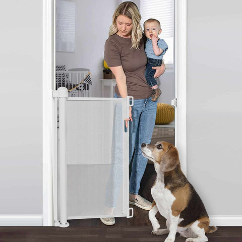 Image of Retractable Baby Safety Gate Indoor Outdoor Pet Dog Gate
