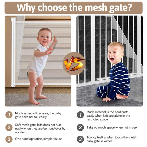 Image of Retractable Baby Safety Gate Indoor Outdoor Pet Dog Gate