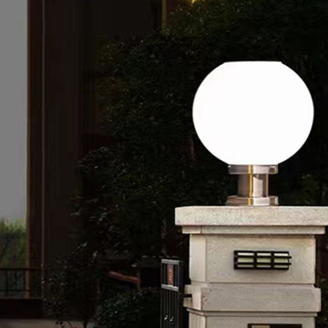 Image of LED Round Ball Stainless Steel Solar Powered Lamp Outdoor IP65 Waterproof