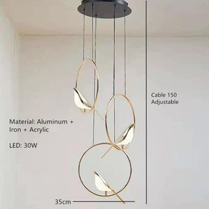 NEW Gold Magpie Bird Ceiling Chandelier