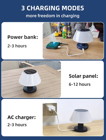 Image of Solar Powered Table Led Lamp Outdoor Modern