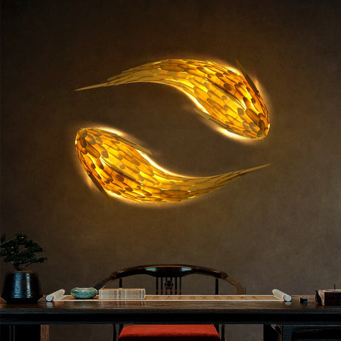 Image of Handmade Fish Wall Lamp Japanese Style