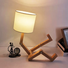 Load image into Gallery viewer, Robot Shape Wooden Table Lamp