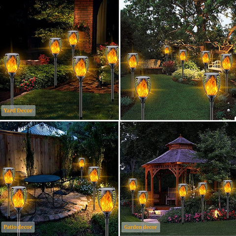 Image of Outdoor Solar Powered Torch Lights Waterproof Garden Patio Flickering Dancing Flame Lamp