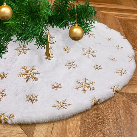 Image of Christmas Tree Skirt White Snowflake 78/90/122 CM
