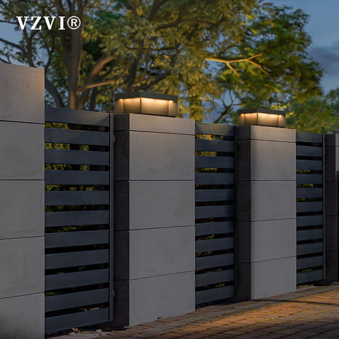 Image of Solar LED Garden Light Outdoor Column Head Light Waterproof Street Light Fence Cap