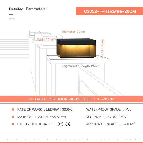 Image of Solar LED Garden Light Outdoor Column Head Light Waterproof Street Light Fence Cap