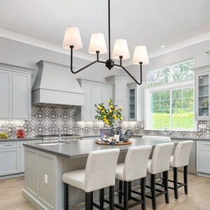 French Linen Shades Modern Chandelier