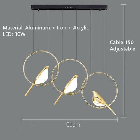 Image of NEW Gold Magpie Bird Ceiling Chandelier