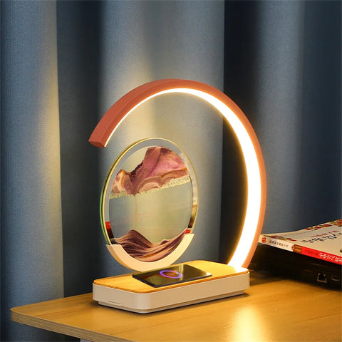 Image of 3D Sand of Time Lamp with Touch Dimming & Mobile Phone Wireless Charging