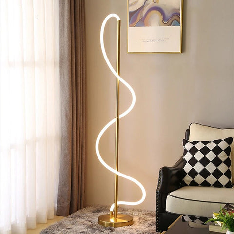 Image of Modern Golden Led Chandelier Shiny Line