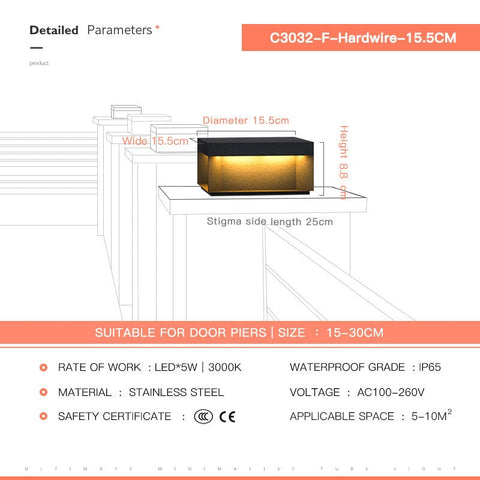 Image of Solar LED Garden Light Outdoor Column Head Light Waterproof Street Light Fence Cap