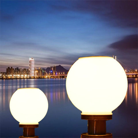 Image of LED Round Ball Stainless Steel Solar Powered Lamp Outdoor IP65 Waterproof