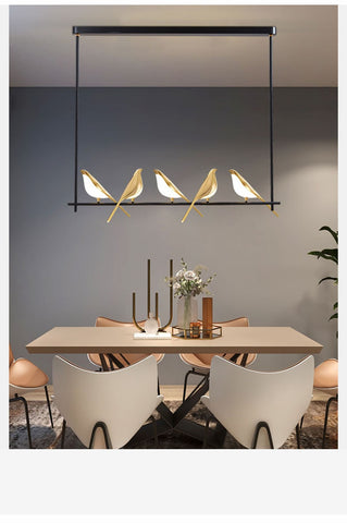Image of NEW Gold Magpie Bird Ceiling Chandelier
