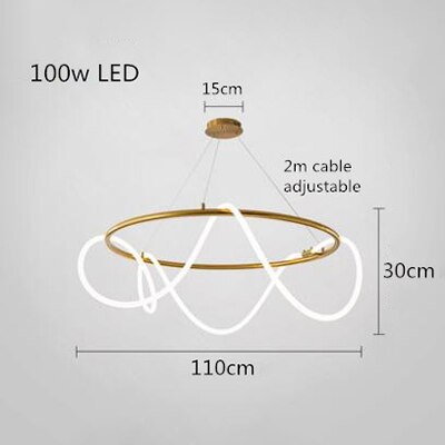 Image of Modern Golden Led Chandelier Shiny Line