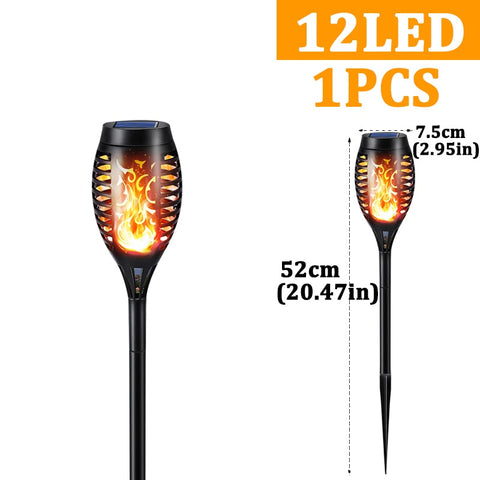 Image of Outdoor Solar Powered Torch Lights Waterproof Garden Patio Flickering Dancing Flame Lamp