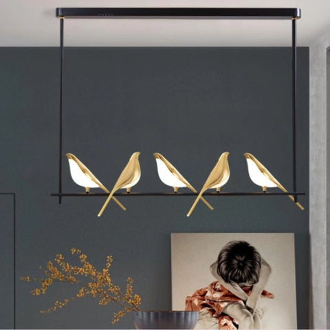 Image of NEW Gold Magpie Bird Ceiling Chandelier