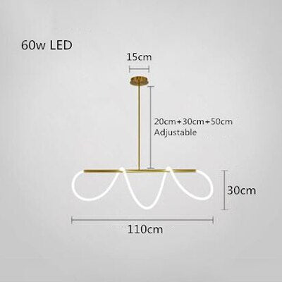 Image of Modern Golden Led Chandelier Shiny Line