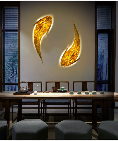 Image of Handmade Fish Wall Lamp Japanese Style