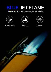 Metal Windproof Pocket Cigar Lighter 3 Jet Blue Flame