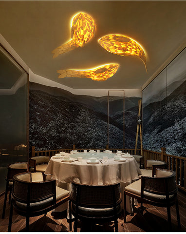 Image of Handmade Fish Wall Lamp Japanese Style