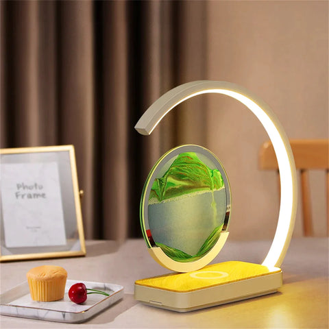 Image of 3D Sand of Time Lamp with Touch Dimming & Mobile Phone Wireless Charging