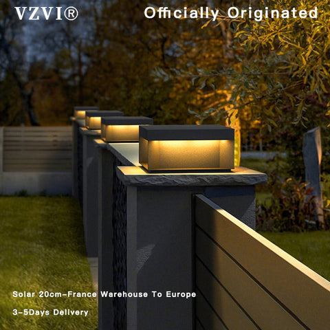 Image of Solar LED Garden Light Outdoor Column Head Light Waterproof Street Light Fence Cap