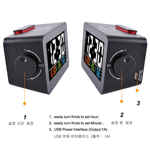 Image of Digital Alarm Clock with Thermometer Hygrometer Humidity Temperature Phone Charger