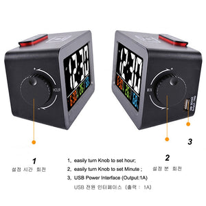 Digital Alarm Clock with Thermometer Hygrometer Humidity Temperature Phone Charger