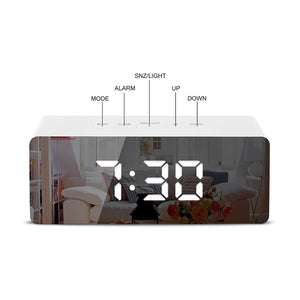 LED Mirror Alarm Clock Digital Temperature Display