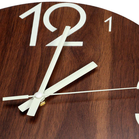 Image of Hot-Luminous Wall Clock 12 Inch Wooden Silent Non-Ticking Wall Clock With Night Lights
