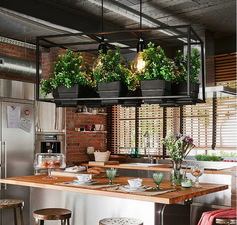 Image of Metta - Wrought Iron Suspended Planter Lamp